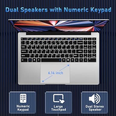 NIAKUN 15.6'' Laptop Computer, Laptops with 8GB RAM, 512GB SSD, N4000 Processor, 15.6 inch FHD 1920 * 1080 Display, WIFI5, BT4.2, Windows 11 Pro - Image 6