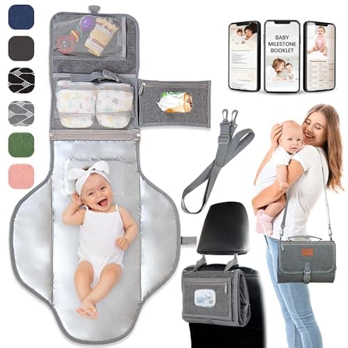 Portable Changing Pad for Baby – Soft, Comfortable Portable Diaper Changing Pad with Wipes Pockets, Waterproof and Easy to Clean – Baby Registry Search, new born baby essentials must haves, baby stuff - Image 1
