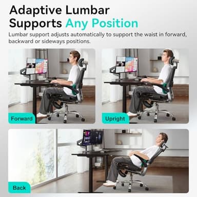 Ergonomic Ofice Chair with Adaptive BackrestSGS Class 4 Gas Clylinder and Flip-Up Armrests,Breathable Mesh, Adiustable Headres - Image 4