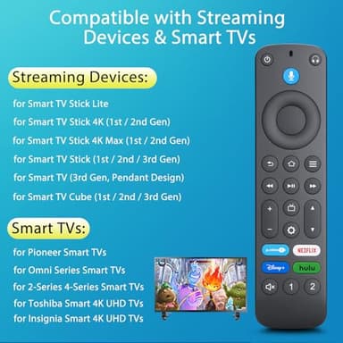 Replacement Voice-Remote-Control for TV-Stick/TV Cube and for Insignia/Toshiba/Pioneer Smart TVs - Image 2