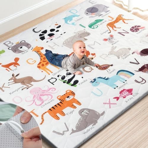 TINYHARBO Premium Foam Baby Play Mat 71" x 59" – Removable & Machine Washable Cover, Extra Thick Padding Playpen Mat, Non-Slip Crawling Mat, Easy to Clean for Infants, Toddlers & Babies - Image 1