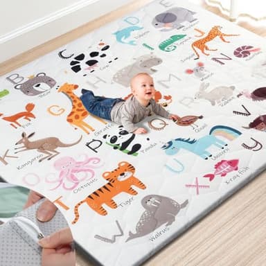 TINYHARBO Premium Foam Baby Play Mat 71" x 59" – Removable & Machine Washable Cover, Extra Thick Padding Playpen Mat, Non-Slip Crawling Mat, Easy to Clean for Infants, Toddlers & Babies - Image 1
