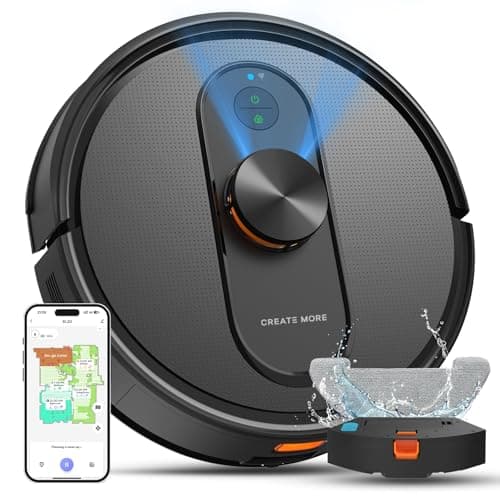 eitton Robot Vacuum and Mop with Mapping, 5000Pa Robotic Vacuums with LiDAR Navigation,No-Go Zones,Wi-Fi/App/Alexa Control, Self-Recharging Vacuum Robot for Pet Hair,Hard Floor,Carpet - Image 1