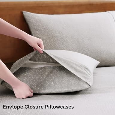 LANE LINEN 100% Organic Cotton Sheets California King Size, Low Pilling Fade Resistant Naturally Cooling Cal King Bedding Set, Soft & Comfy Sustainably Produced Printed Cotton Sheets - Snowdrop - Image 6