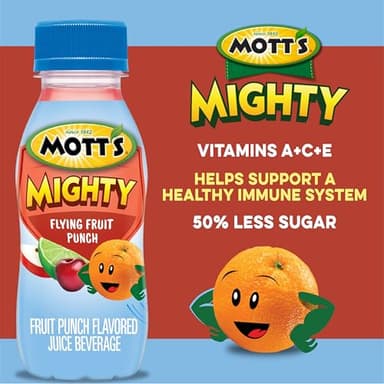 Mott's Mighty Flying Fruit Punch Juice Drink, 8 Fl Oz Bottles, 24 Count (4 Packs Of 6), 100% Fruit Juice with Purified Water, Vitamins A, C And E, No Artificial Flavors, Colors or Sweeteners - Image 4