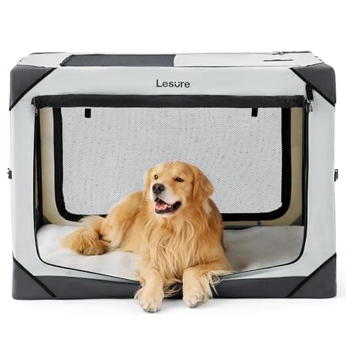 Lesure Collapsible Dog Crate - Portable Travel Kennel for Extra Large Dog, 4-Door Pet Crate with Mesh Windows, Indoor & Outdoor, Light Gray - Image 1