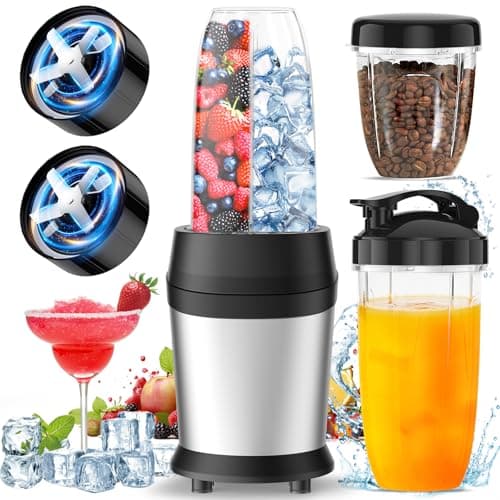Colarlemo 12-Piece Smoothie Blender Maker 25,000 RPM Personal Blender for Ice Crushing Smoothies & Frozen Drinks Nuts with 23oz, 32oz, 37oz Portable Cups Two 6-Leaf Stainless Steel Blades, Silver - Image 1