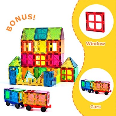 cossy 120Pcs Magnetic Tiles Magnetic 3D Building Blocks Set Educational Construction Toys for 3+ Year Kids with Stronger Magnets, Educational Toys, Recreational, Conventional - Image 5