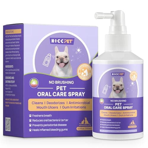 HICC PET Dog Dental Care Spray, Breath Freshener & Teeth Cleaning Spray, Dog Gingivitis Treatment, Prevent Bad Breath & Infections, Relieve Gum Redness, Reduce Plaque & Tartar, No Brushing, 5.1 Fl Oz - Image 1