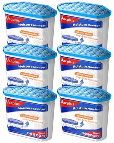 Vacplus Moisture Absorbers 6 pack, 16.0 Oz Portable Humidity Absorber Boxes for Your Bathroom, Closet & Car, Dehumidifier with Fragrance Free, Navy Blue