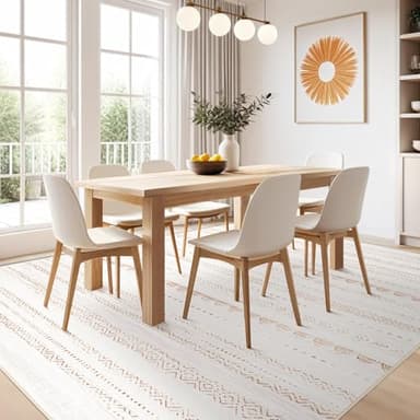 Nakagishi Area Rugs 9x12 Living Room: Washable Boho Large Neutral Modern Soft Farmhouse Rug Stain Resistant Indoor Floor Non-Slip Carpet for Bedroom Nursery Kids Playroom Office Dining Room- Brown - Image 7