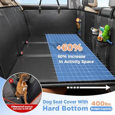 MYJAQI Back Seat Extender for Dogs, Hard Bottom Dog Car Seat Cover for Truck Back Seat, Dog Hammock for Car, Upgraded PU Leather Material, Larger Space, Black - Image 2