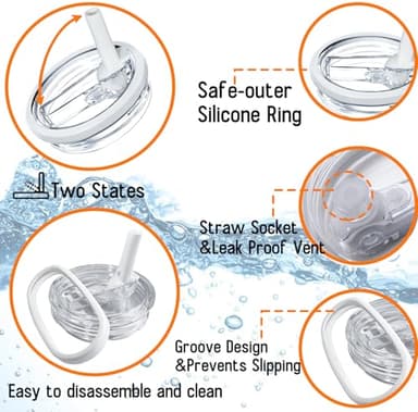 Aooiiysd 2 Pack Stanley Lid Replacement 40 oz, for Stanley Quencher H2.0 Cup Accessories, Spill-Proof Design, High-End Heat-Resistant Material (Milk White) - Image 2