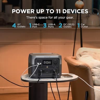 EF ECOFLOW Portable Power Station RIVER 2 Max 500, 499Wh LiFePO4 Battery/ 1 Hour Fast Charging, Up To 1000W Output Solar Generator (Solar Panel Optional) for Outdoor Camping/RVs/Home Use - Image 3
