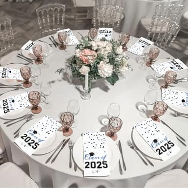 2025 Graduation Disposable Paper Napkins, Guest Dinner Hand Towels for College School Grad Class Congrats Celebration, Cocktail Party Decorations (200, Blue & Black) - Image 6