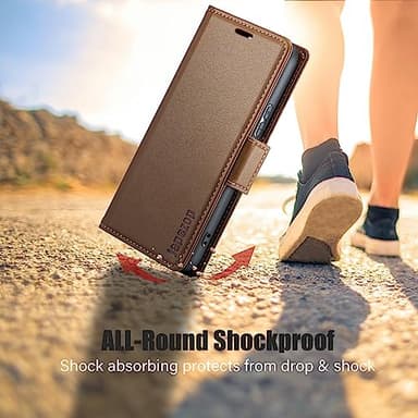 Samsung Galaxy S21 5G Wallet Case with Card Holder RFID Blocking Kickstand Magnetic,Leather Flip Case for Samsung Galaxy S21 5G 6.2 Inch (Fashion Brown) - Image 6