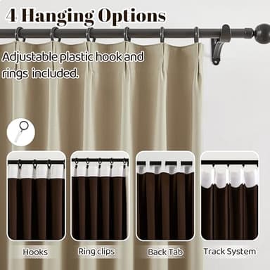 FAPLIGLISY Beige Blackout Pinch Pleat Curtains - Linen Textured Waffle Weave, Thermal Insulated Energy Saving, Easy to Hang Back Tab Track Drapes - 2 Pcs 40"Wx95"L Each Panel for Bedroom & Living Room - Image 3