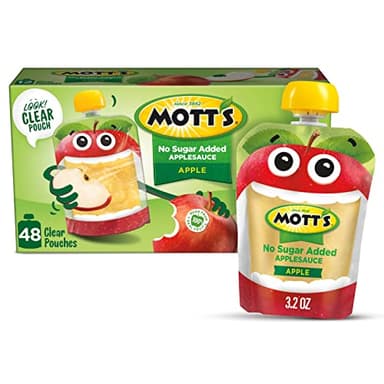 Mott's No Sugar Added Applesauce, 3.2 Oz Clear Pouches, 48 Count (4 Packs Of 12), Good Source Of Vitamin C, No Artificial Flavors - Image 1