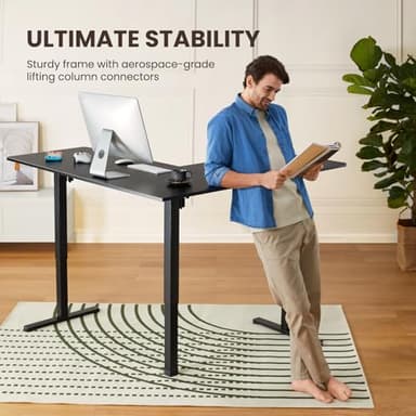 ErGear 63" x 55" Dual Motor L Shaped Standing Desk, Electric Height Adjustable, Extra Large Desktop, Interchangeable Installation of Left and Right Desktops, Suitable for Home Office, Black - Image 4