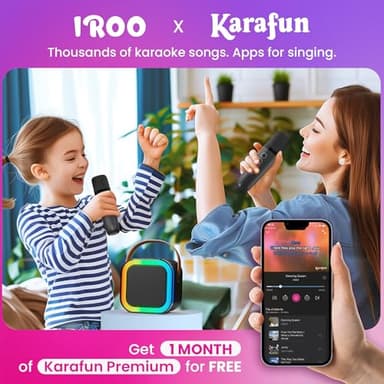 IROO Mini Karaoke Machine for Kids, 2025 TOP Toys Birthday Gifts Ideas for Girls Ages 4, 5, 6, 7, 8, 9, 10, 12+ Years Old, Portable MP3 Player with 2 Wireless Mics for Party - Image 5