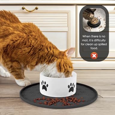 Silicone Pet Food Mat - Waterproof Dog & Cat Feeding Mat with High Lip to Prevent Spills & Protect Floors, Black - Image 5