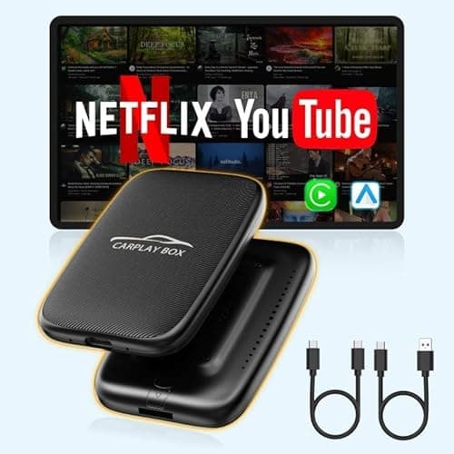 Wireless Carplay and Android Auto Dongle Support Netflix/YouTube/TF Card,Car Play Ai Box with USBA-C and USBC-C Cable for iPhone Android,Video Box Convert Wired to Wireless CarPlay Stream to Your Car - Image 1