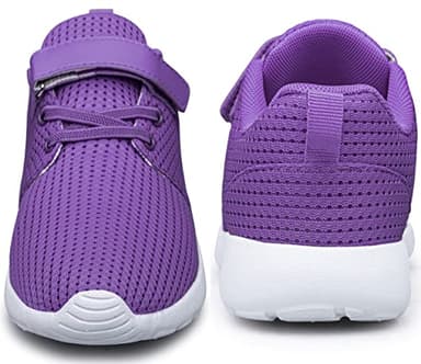 TOEDNNQI Boys Girls Sneakers Kids Lightweight Breathable Strap Athletic Running Shoes for Toddler/Little Kid/Big Kid Purple Size 8 - Image 2
