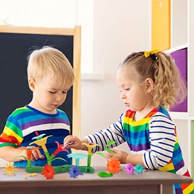 VERTOY Flower Garden Building Toy Set for 3, 4, 5, 6 Year Old Girls, STEM Educational Activity Games and Girls Birthday Gift for Age 3+ yr Toddlers and Kids, 143 pcs - Image 3