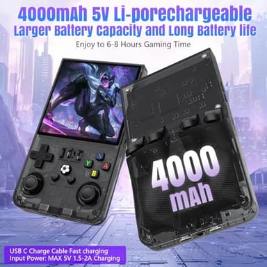 2025 New Upgrade R36MAX Retro Handheld Game Console with 64G Built-in 18000+ Classic Games, Portable Hand Held Open Source Linux System 4.0-in 4k HD IPS Screen Video Player (Black 64GB) - Image 4