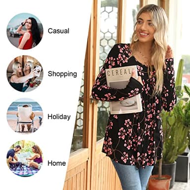 LONGYUAN Womens Plus Size Tops Long Sleeve Tunic Loose Fitting Casual Shirts Black X-Large - Image 4