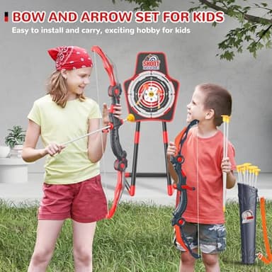 GMAOPHY 2 Pack Bow and Arrow Toy for 5 6 7 8 9 10 11 12 Year Old Boys, Birthday for Kids, Indoor Outdoor Sport Games Toys for Ages 4-8 8-12, LED Light Up Archery Set with 20 Toy Arrows (Red) - Image 2