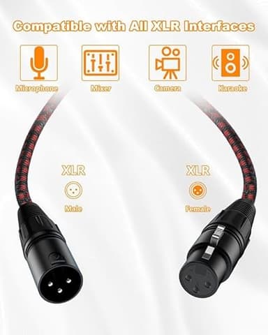 VANDESAIL XLR Cables 2 ft 2 Pack, Premium XLR Male to Female Microphone Patch Cables 3 Pin Mic Cords DMX512 Cable Compatible with Speakers, Mixer, Stage Light - Image 8