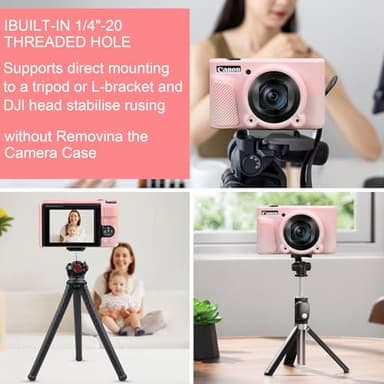 Elonbo Soft Silicone Case for Canon PowerShot SX740 / SX730 Digital Camera, Canon SX740 HS / SX730 Camera Rubber Protective Cover, Anti-Scratch Skin Sleeve with Detachable Lens Cover, Smoky Pink - Image 7