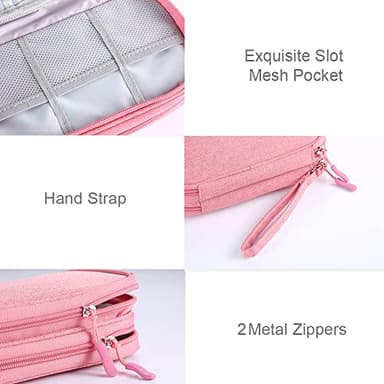 DDgro Travel Accessories for Women, Electronics Organizer Pouch Bag for Tech Accessory & Airplane Essentials (Medium, Pink) - Image 5