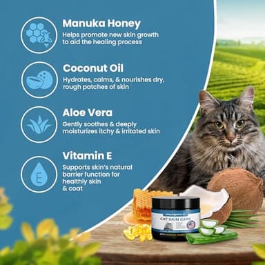 Cat Paw Balm Cat Cream 2 oz: Hot Spot Treatment for Cats Dermatitis, Mange Treatment, Cat Itchy Skin Relief for Dry Skin, Pet Wound Care, Natural Allergy Relief with Manuka Honey, Aloe Vera, Vitamin E - Image 2