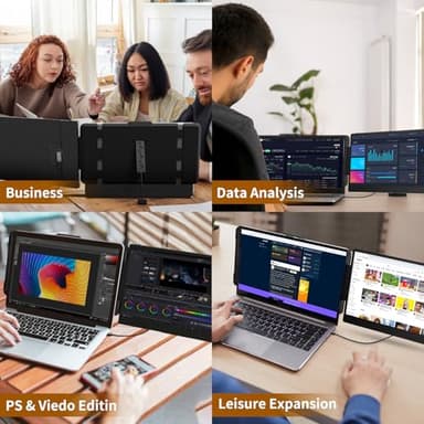 Laptop Screen Extender - 14" FHD 1080P IPS Portable Computer Monitor for Laptops, Dual Screen Travel Monitor for Laptops 13-17" with USB-C/HDMI Port, Plug & Play for Windows/Mac/Android/Switch/PS - Image 6