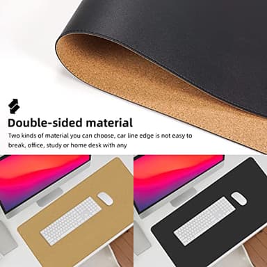 Large Desk Mat 47" x 23.7",Leather Desk mat,Double-Sided Desk Pad,Desk matt for Desktop,Large Mouse Pad,Office Desk mat,Waterproof Desk Blotter pad for Office&Home(Black+Cork) - Image 3