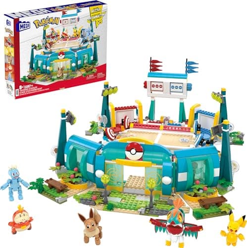 MEGA Pokémon Building Toys Set Training Stadium with 1101 Pieces, 5 Poseable Characters and Battle Play, for Kids - Image 1