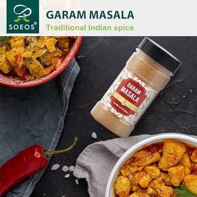 Soeos Garam Masala, 3.2 oz (90g), Garam Masala Spice Powder, All Natural, Vegan, No Colors, Kosher, Indian 8-Spice Blend, Masala Seasoning - Image 3