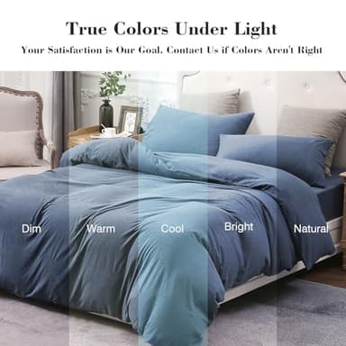 PURE ERA Jersey Knit Duvet Cover Set 100% T-Shirt Cotton Super Soft Comfy 2pc Bedding Set with Zipper Closure (Heather Navy Blue,Twin) - Image 5