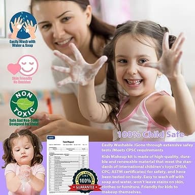 Kids Makeup Sets for Girls - 52 PCS Safe and Washable Makeup for Kids, Real Toddler Makeup Kit with Cosmetic Case, Girls Toys Age 4-12, Princess Toys Birthday Gift(Light Purple - Image 5