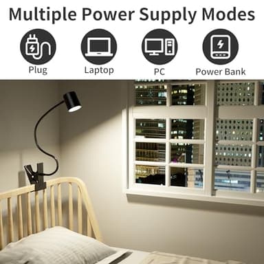 Dott Arts Desk Lamp,USB Clip On Light,Book Lights for Reading at Night,3 Color Modes,10 Brightness Clamp Lights,360° Gooseneck LED Reading Light for Books in Bed,Eye-Care for Home Office,Headboards - Image 5