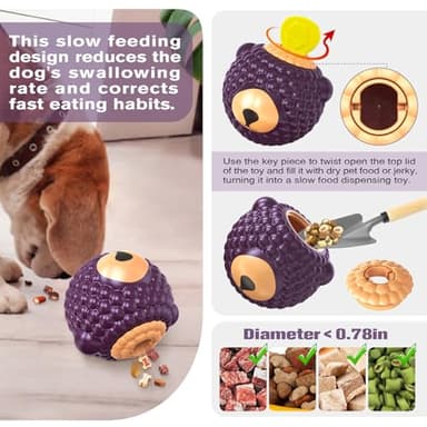 TERLOPBON Unbreakable Dog Toy for Power Chewers, Large Dog Interactive Feeder with Food Cups & Treat Food Slow Feeder - Anxiety Relief with Pupscile for Large Breeds (Purple) - Image 3