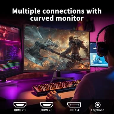 KTC 24 Inch Curved Gaming Monitor, 165Hz FHD 1080P Frameless Computer Monitor, Freesync/G-Sync Support, 99% sRGB, 3000:1 Contrast, HDMI, DisplayPort, Wall Mountable/Tilt Adjustable, H24S17 - Image 6