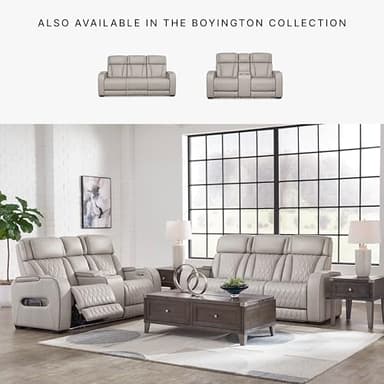 Signature Design by Ashley Boyington Contemporary Leather Match Power Reclining Sofa with USB Charging Ports, LED Lights and Adjustable Headrest, Light Gray - Image 9