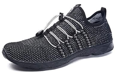 DLGJPA Men's Quick Drying Water Shoes for Beach or Water Sports Lightweight Slip On Walking Shoes Allblack 14 - Image 3