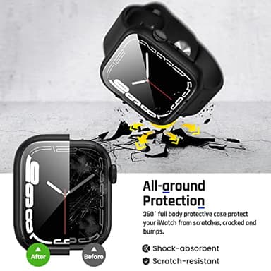 Goton 2 in 1 Waterproof Case for Apple Watch Screen Protector Series 6/5/4, SE 3/2/1 40mm, 360 Protective Glass Face Cover Hard Bumper + Back Frame for iWatch Accessories 40 mm - Image 6