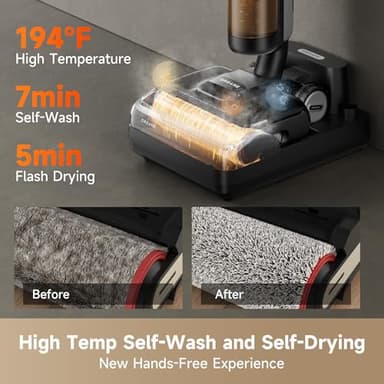 DREAME H12 Pro FlexReach Wet Dry Vacuum Cleaner, 0 Tangle Cordless Vacuum Mop All-in-One for Hard Floors, 180° Lie-Flat Floor Cleaner Machine with 194°F Hot Self-Cleaning, 50Mins Runtime - Image 5