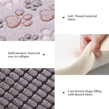 BVAGSS Dog Bed Mat,Reversible Crate Pad, Memory Foam Beds, Soft Warm Pet Cushion for Small Medium Dogs, Washable Pet Sleeping Mattress Kennel Bed Pad XH079 (24''x18''x1.6'',Grey Paw) - Image 2