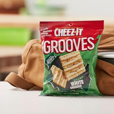 Cheez-It Grooves Crunchy Cheese Crackers, Snack Crackers, Lunch Snacks, Sharp White Cheddar (6 Pouches) - Image 8